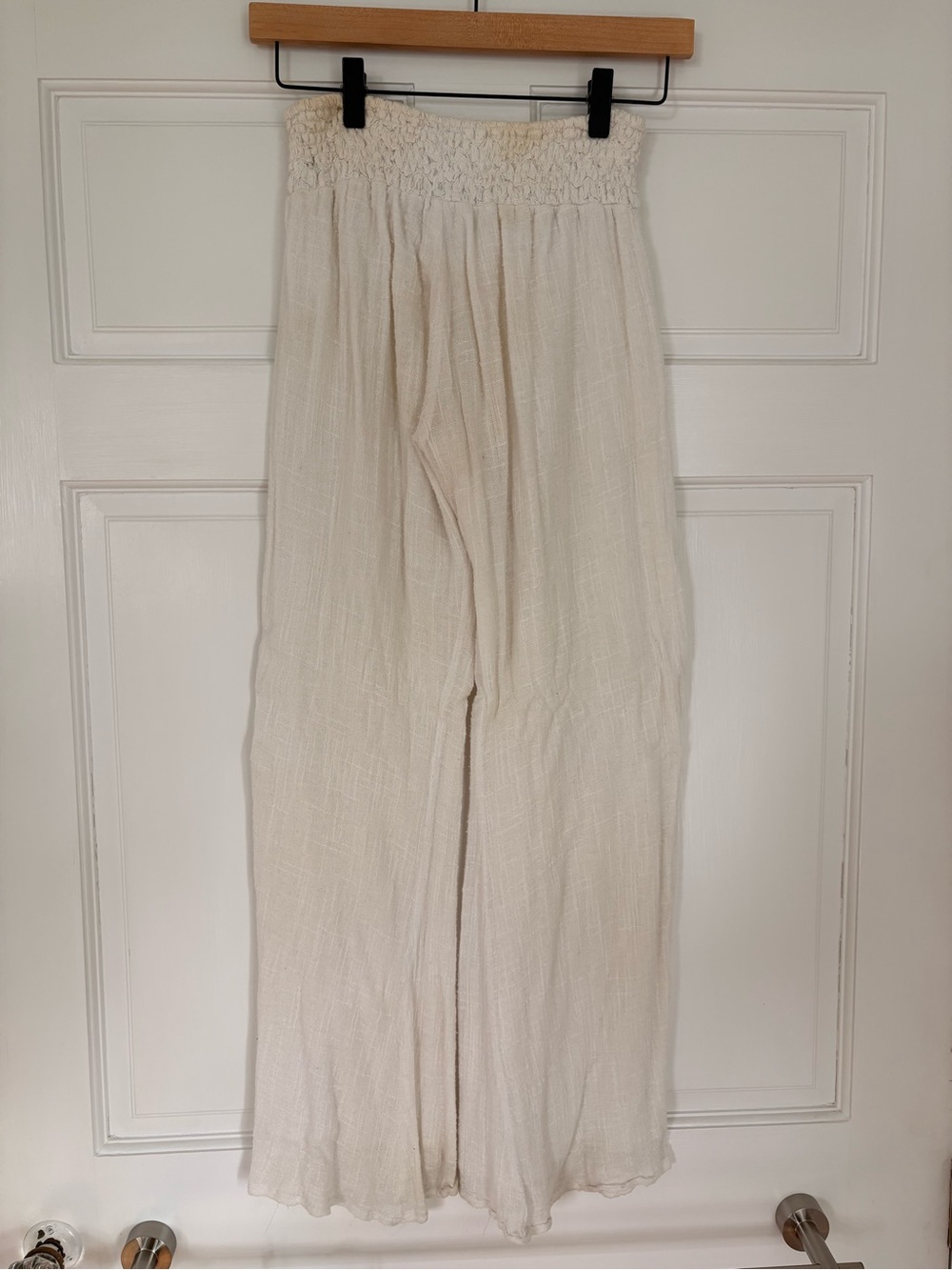 Women’s Wide-Leg Smocked Waist Pants - Cream